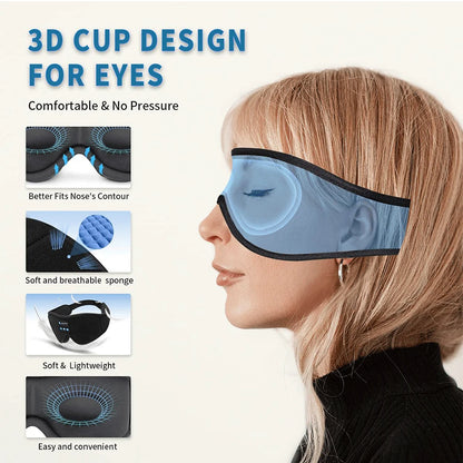 Mask for Sleep Headphones Bluetooth 3D Eye Mask Music Play Sleeping Headphones with Built-In HD Speaker