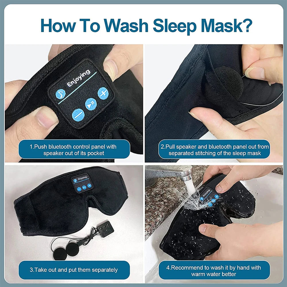 Mask for Sleep Headphones Bluetooth 3D Eye Mask Music Play Sleeping Headphones with Built-In HD Speaker